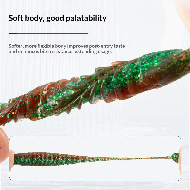 20Pcs Ribbed T-tail Soft Bait Slow Sinking Soft Plastic Swimbait Artificial Lure for Bass Trout Freshwater Fishing