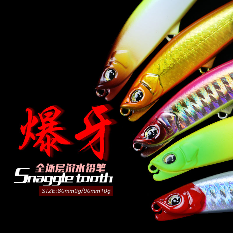 Far throw, heavy tooth water pencil full swimming layer Luya bait 90mm15g fake bait bait, perch mouth hard bait