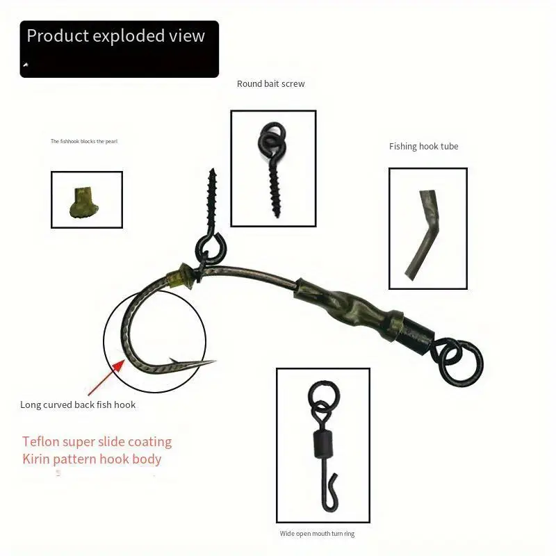 Piece set Ronnie fishing set, European carp fishing set + super smooth unicorn pattern European carp hook, high-end fishing experience