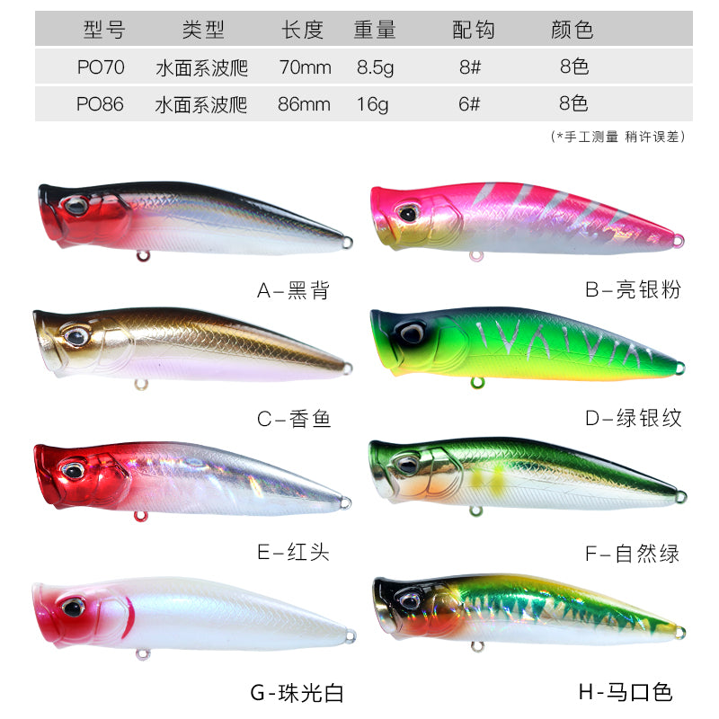 Far-cast wave chopping water system Luya bait, big water flower wave climbing 8.5g16g floating magnetic bait, bass bait