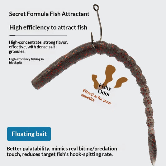 8pcs 12cm Floating Straight-Tail Noodle Worm Soft Lure - Salted & Scented Finesse Bait for Bass & Perch