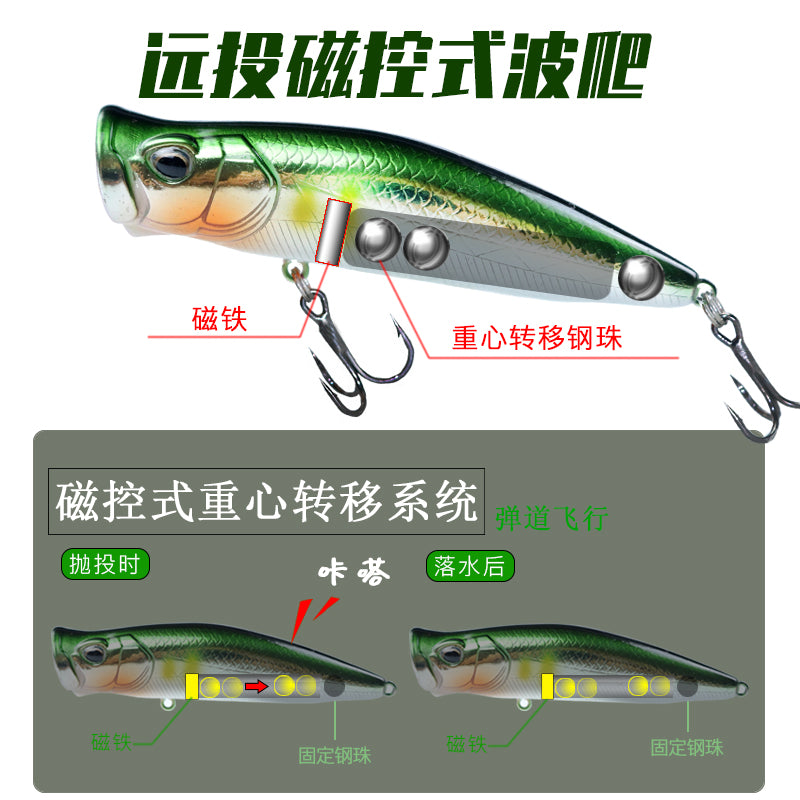 Far-cast wave chopping water system Luya bait, big water flower wave climbing 8.5g16g floating magnetic bait, bass bait