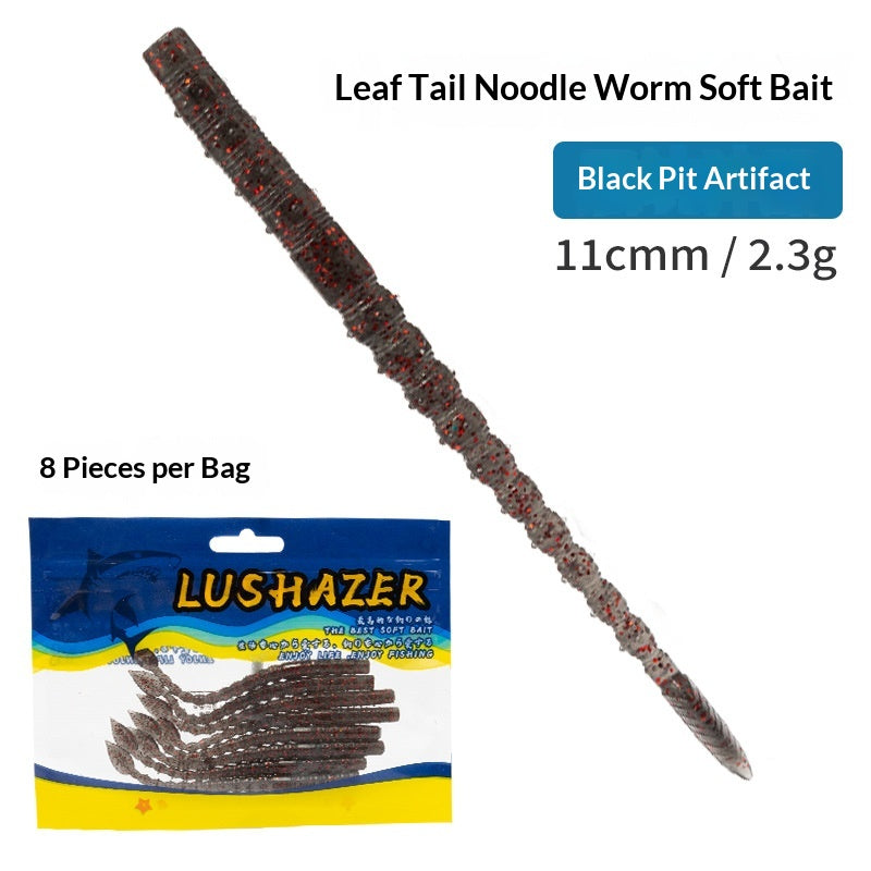 8pcs 12cm Floating Straight-Tail Noodle Worm Soft Lure - Salted & Scented Finesse Bait for Bass & Perch