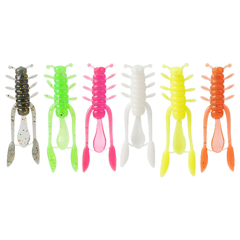 20pcs Six-Leg Creature Soft Lure - Micro Finesse Bait with Jig Head for Bass, Asp & Perch
