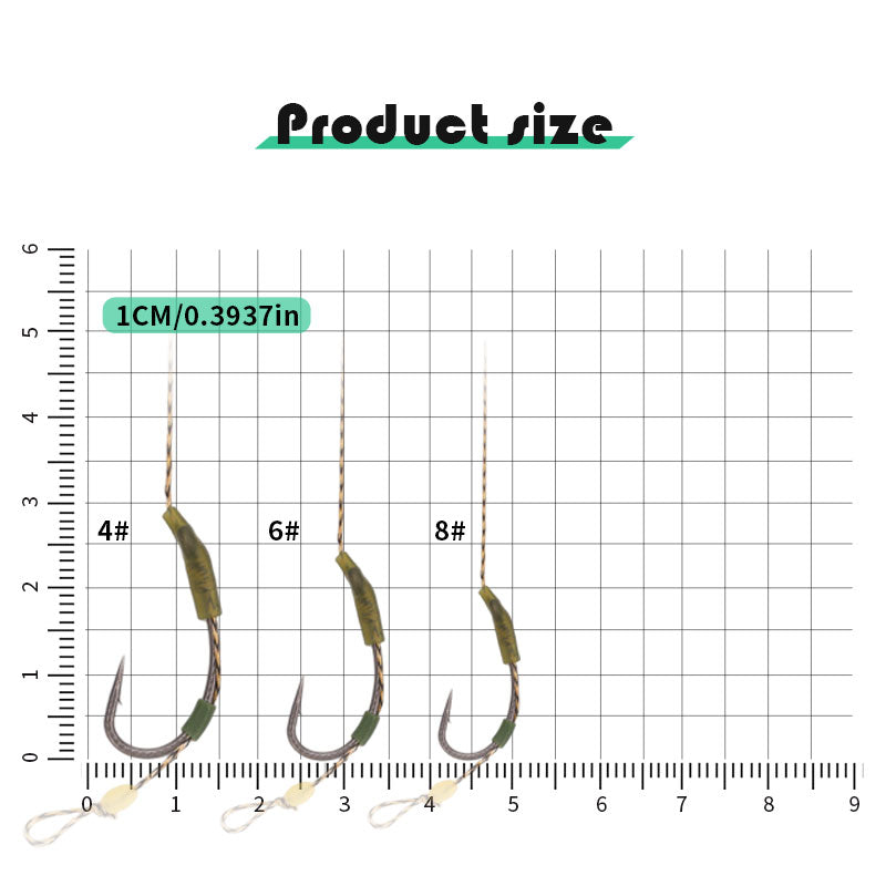 6-Piece Combination Set Carp Fishing Line Combination with Hooks and Accessories 4 #X2PCS 6 #X2PCS 8 #X2PCS