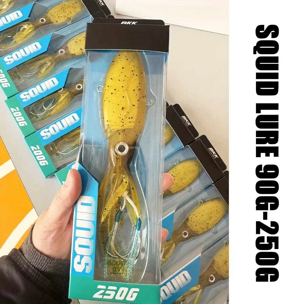 170G/200G/250G UV Glow Fishing Soft Lure Octopus Calamar Pesca Mar Sea Fishing Jigs Fishing Lures Swimbait Lures