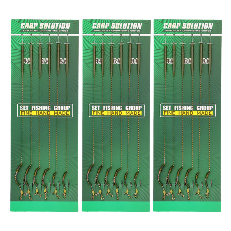 6-Piece Combination Set Carp Fishing Line Combination with Hooks and Accessories 4 #X2PCS 6 #X2PCS 8 #X2PCS