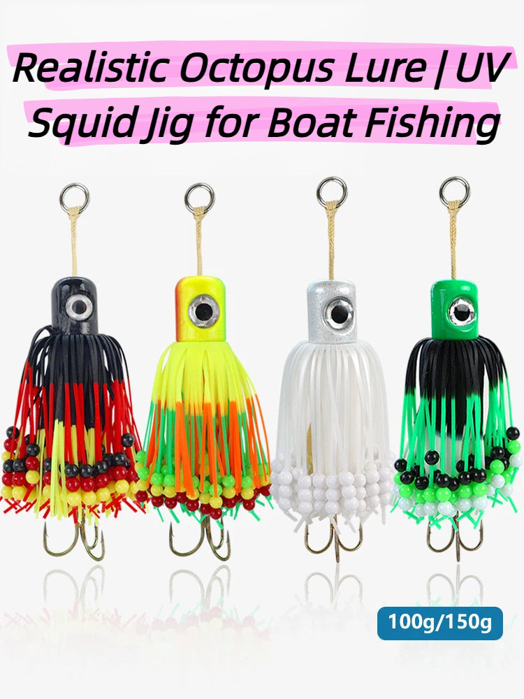 Big Game Squid Vibe Lure 100g-180g – Luminous UV Saltwater Jigging Bait