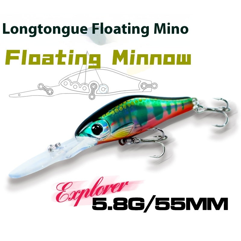 Floating water bait 5.8g/55mm long tongue plate Mino micro-bait, long throw hard bait