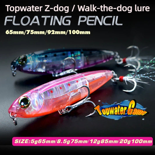 Internal laser fake bait, long-cast topwater type, 5g & 8g available. Zigzag dog lure, floating pencil hard bait, perfect for topmouth culter and bass.