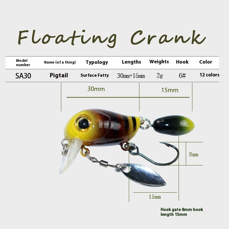 Japanese micro-object double-section rock little fat bait 2g luya bait floating stream