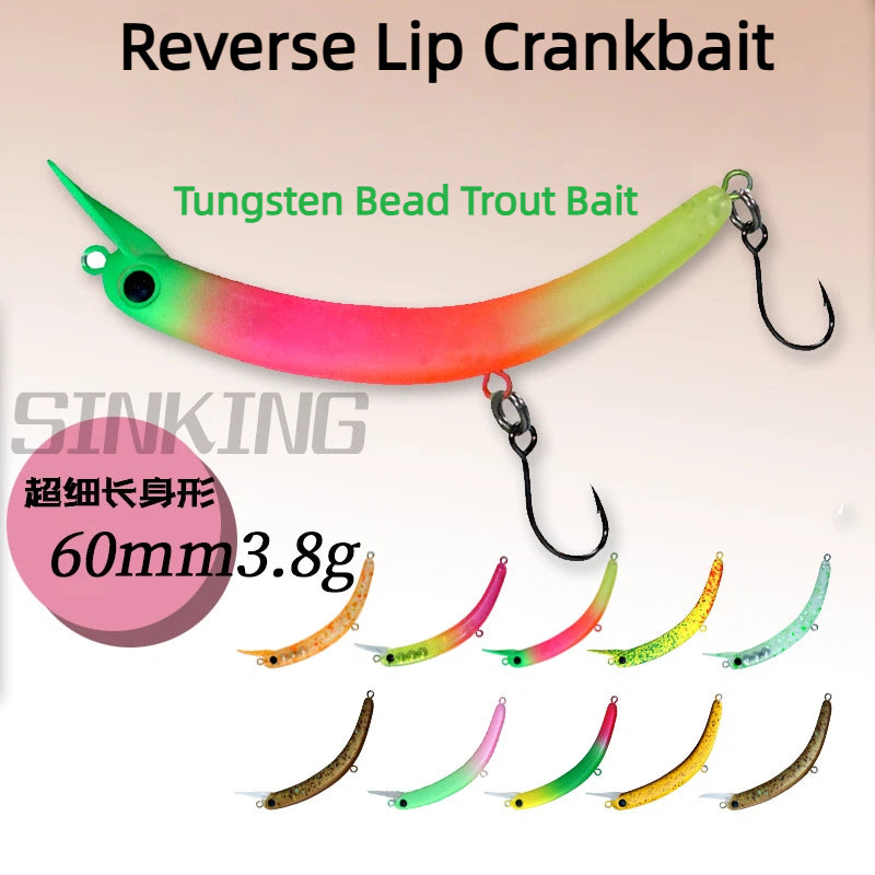 Hot Sale Japanese Stream Fishing Inverted Hook Micro Lure 60mm 3.8g Single Hook Inverted Lip Trout Bait Stream Fishing Hard Lure