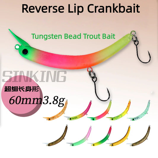 Hot Sale Japanese Stream Fishing Inverted Hook Micro Lure 60mm 3.8g Single Hook Inverted Lip Trout Bait Stream Fishing Hard Lure