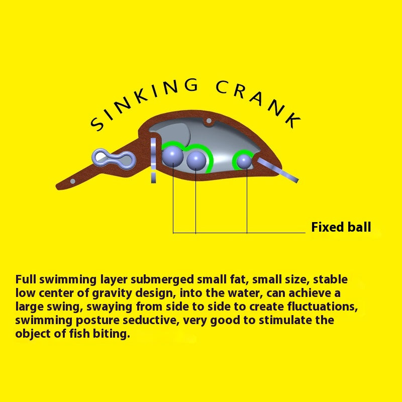 Full-layer tube fishing micro-object little fat man Crank4cm2.1g submerged bait Luya bait trout bait horse mouth bait
