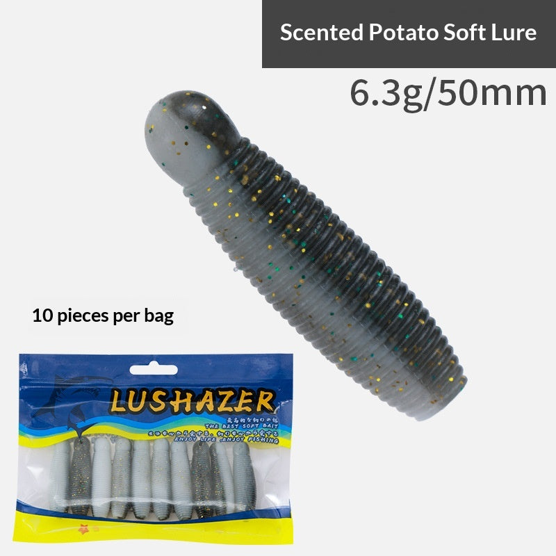 20pcs Salted & Scented Potato Soft Lure - Slow Sinking Finesse Bait for Bass, Perch & Asp