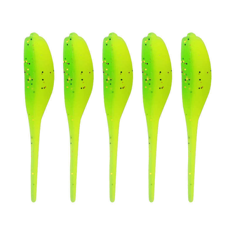 20Pcs Two-Tone Tadpole Needle Tail Soft Lures, Rock Fishing Bait Combo with Hooks for Bass & Topmouth Culter