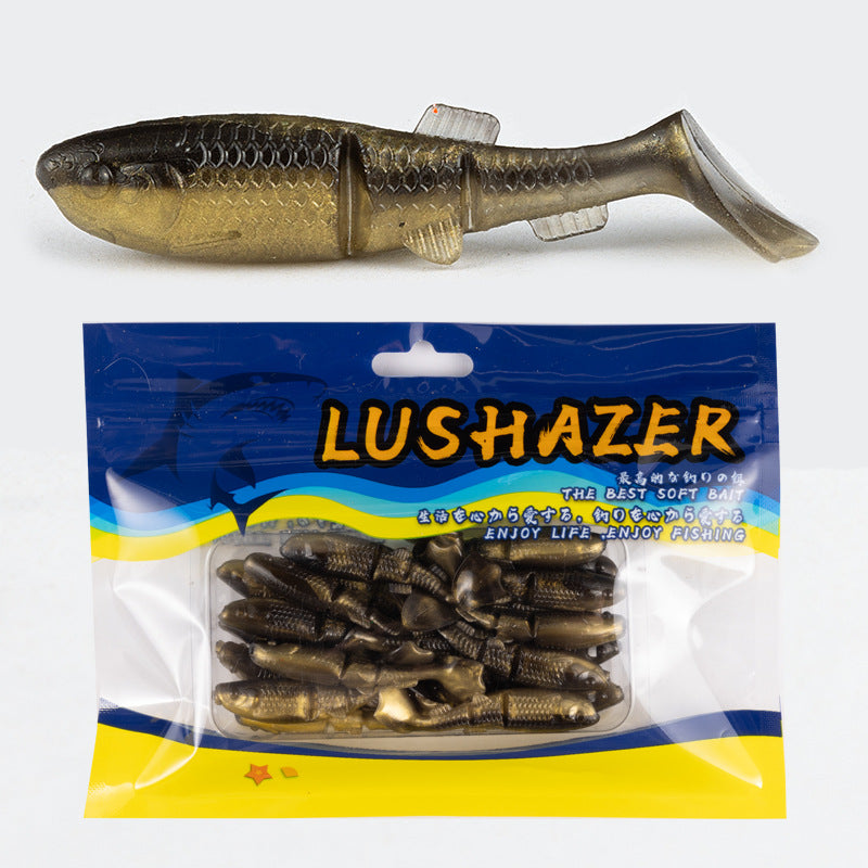 20Pcs Scented Multi-Joint T-Tail Soft Lures, Wiggle Bionic Minnow Soft Worm Fit Jig Head