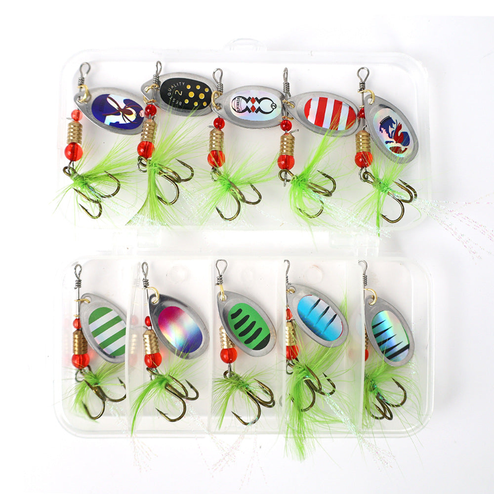 11Pcs Spinner Lure Kit, Rotating Blade Spinnerbait Set with Composite Flash Blades for Freshwater Fishing