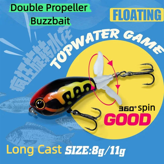 Topwater Long Cast Propeller Tractor Lure Floating Pencil Bait for Snakehead & Topmouth Culter