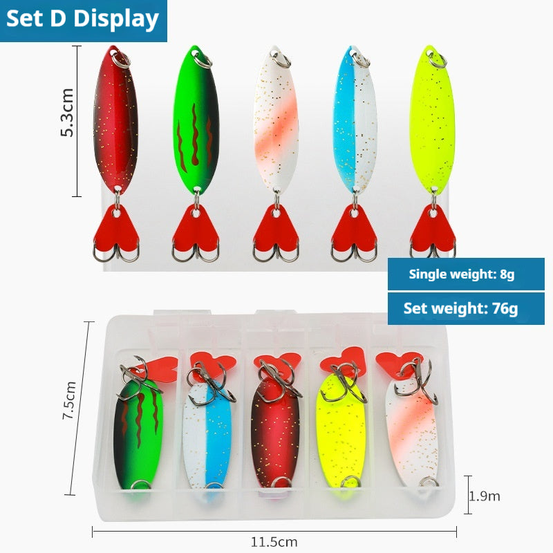 5pcs Metal Spoon Lure Set - Long Cast Spinner Blade Fish-Shaped Jigging Lure