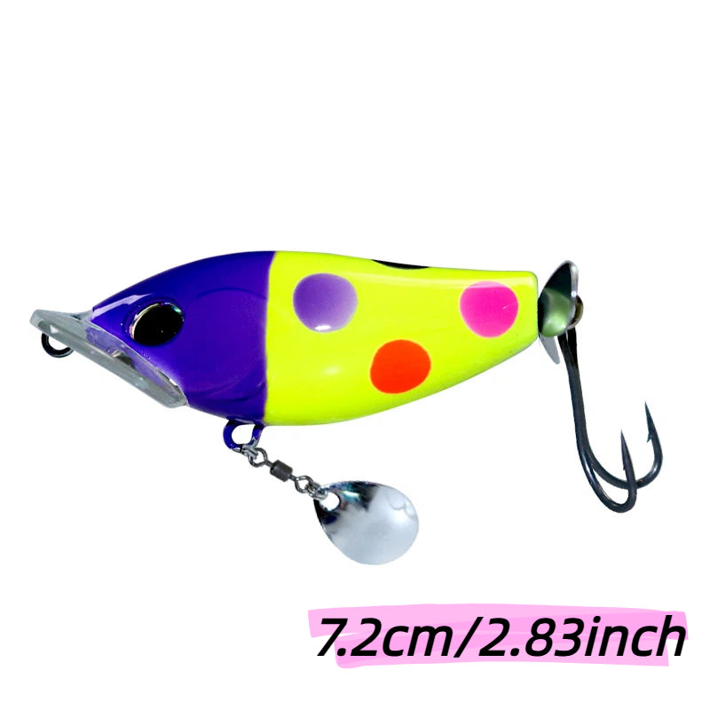 19g Square Mouth Propeller Popper Lure Big Splash Topwater Hard Bait Simulation Floating Fishing Lure for Bass Elopichthys Freshwater Saltwater Angling