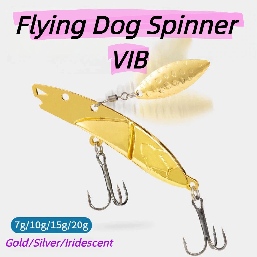 Flying Dog Spinner VIB Lure Metal Rotating Blade Sinking Hard Bait Long Casting Fresh Saltwater Fishing Bait