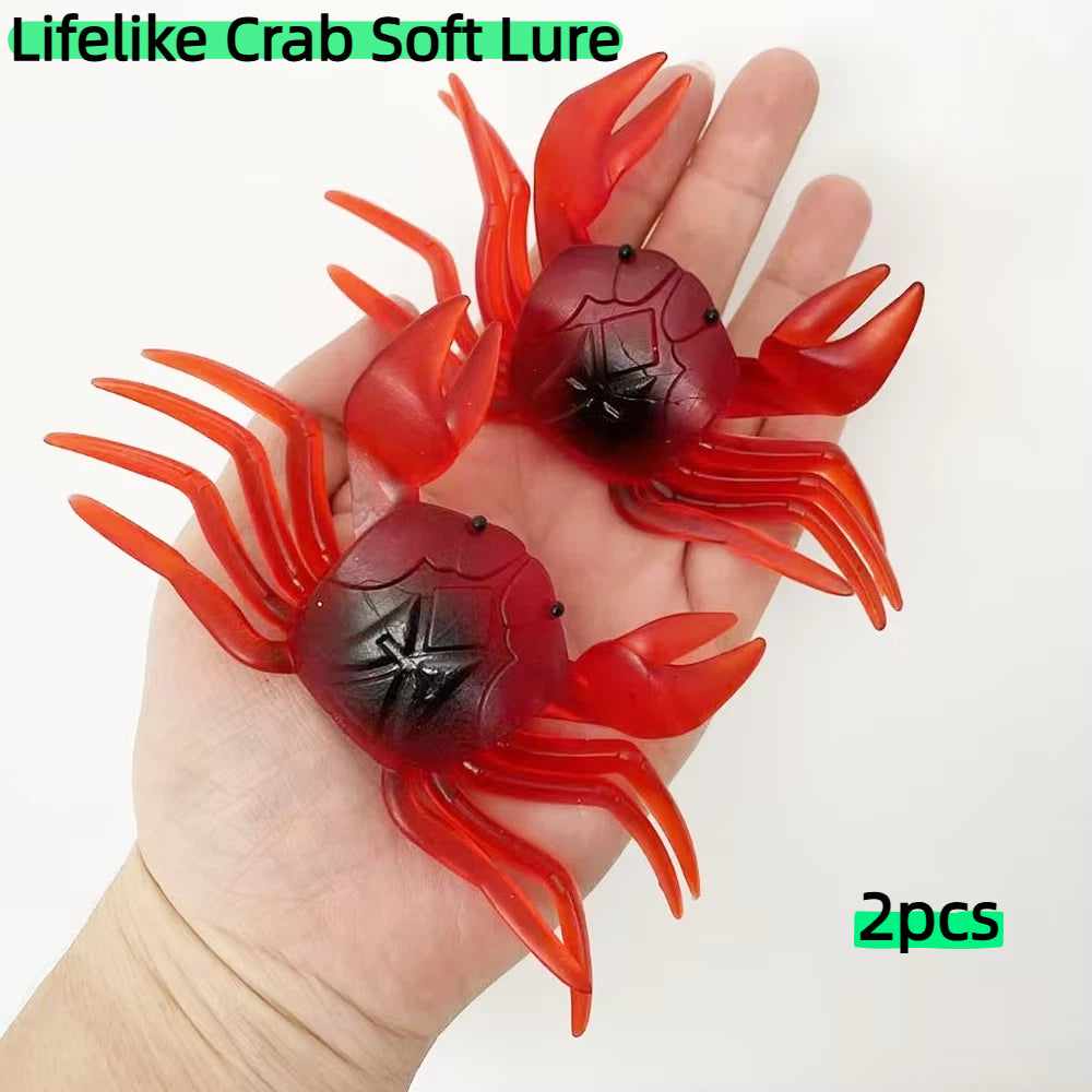 2PCS 12cm Lifelike Crab Soft Lure | Weedless Multi-Purpose Design for Inshore, Surf & Bass Fishing