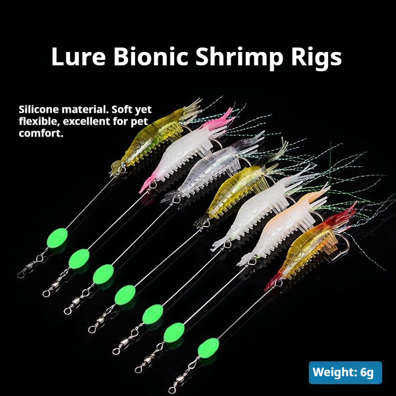 Luminous Pre-Rigged Shrimp Soft Lure, Realistic Bionic Shrimp Bait With Hooks For Freshwater Fishing