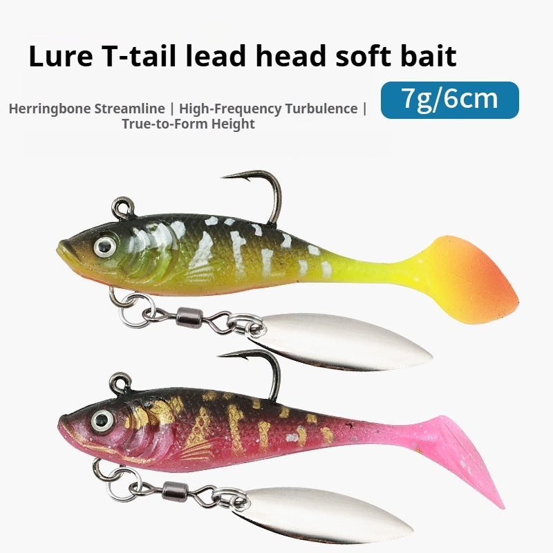 Lead Head Soft Lure Set 5pcs - T-Tail Swimbait for Bass & Pike