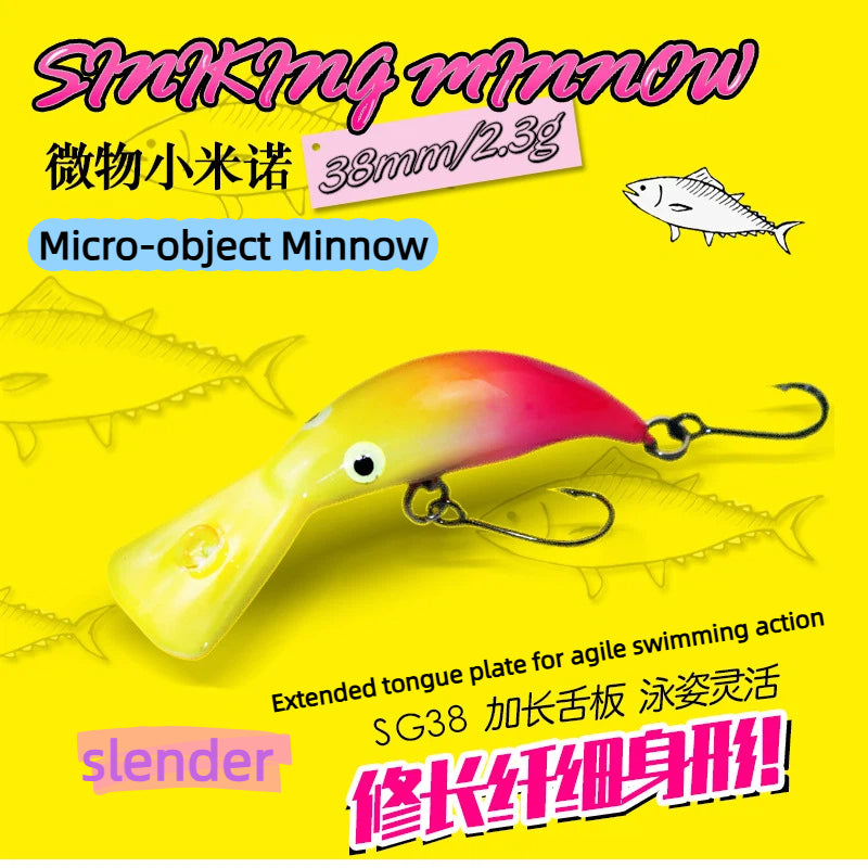 38mm 2.3g Sinking Mini Minnow Lure Full Water Layer Small Chili Micro Fishing Bait Artificial Hard Bait for Trout Freshwater Angling