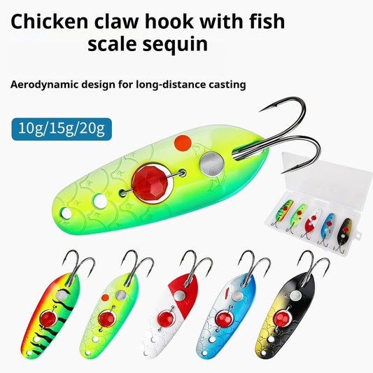 5pcs Metal Spinner Spoon Lure Set - Fishing Lures for Bass, Pike & Asp