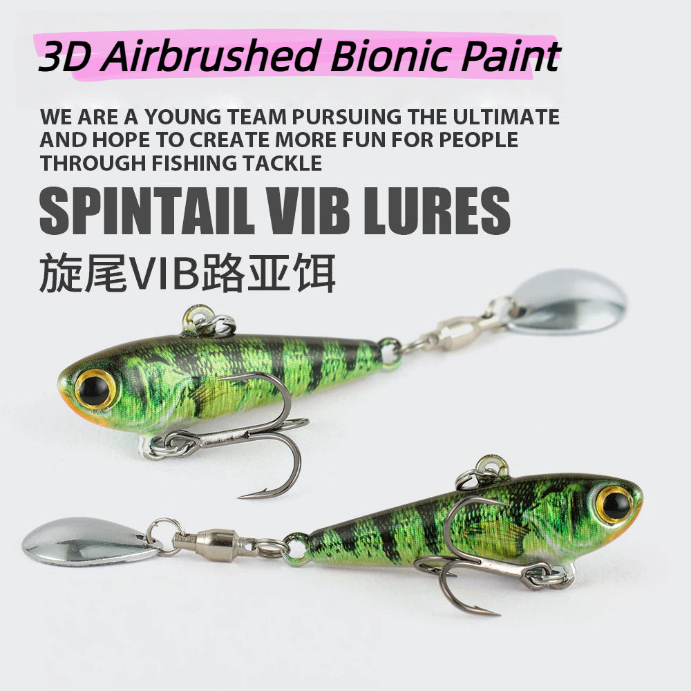1Pcs Spinner Tail VIB Lure 3D Scale Bionic Metal Vibration Bait Long Casting Saltwater Freshwater Fishing Bait