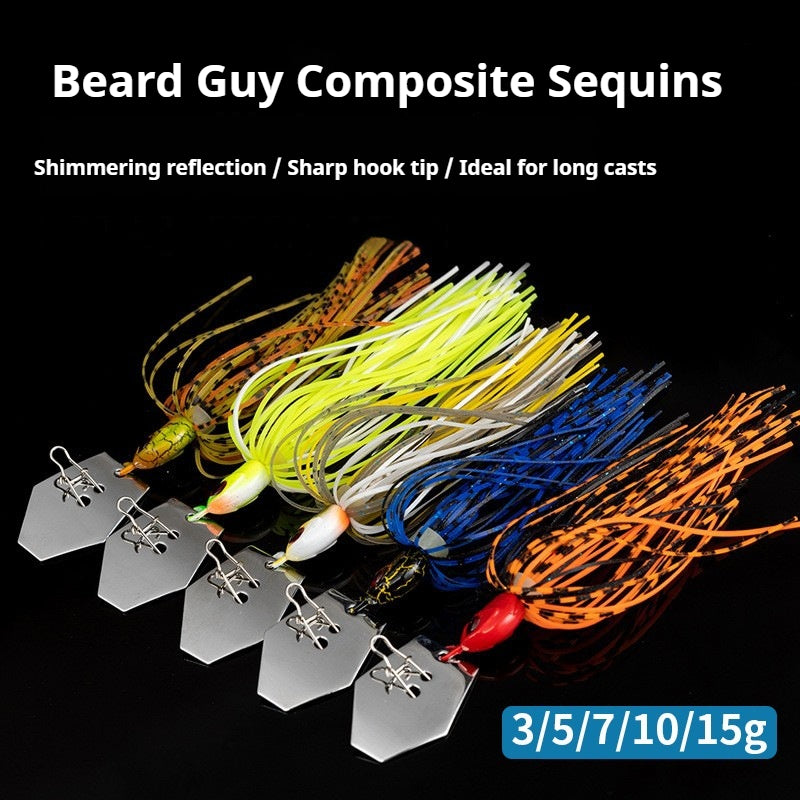 Composite Spinnerbait Lure with Blade Guard, Anti-Snag Fishing Lure for Snakehead, Bass & Yellowcheek Carp