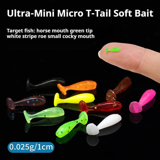 20Pcs Micro T-Tail Soft Lures, Bionic Mini Swimbait for Black Pit Fishing & Freshwater Bass