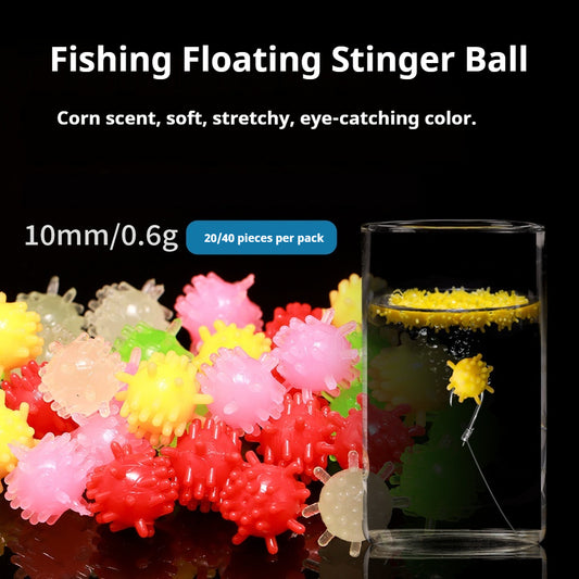20Pcs Sweet Corn Scent Floating Spike Ball Soft Baits 10mm 0.6g, Lure & Coarse Fishing Bait for Trout