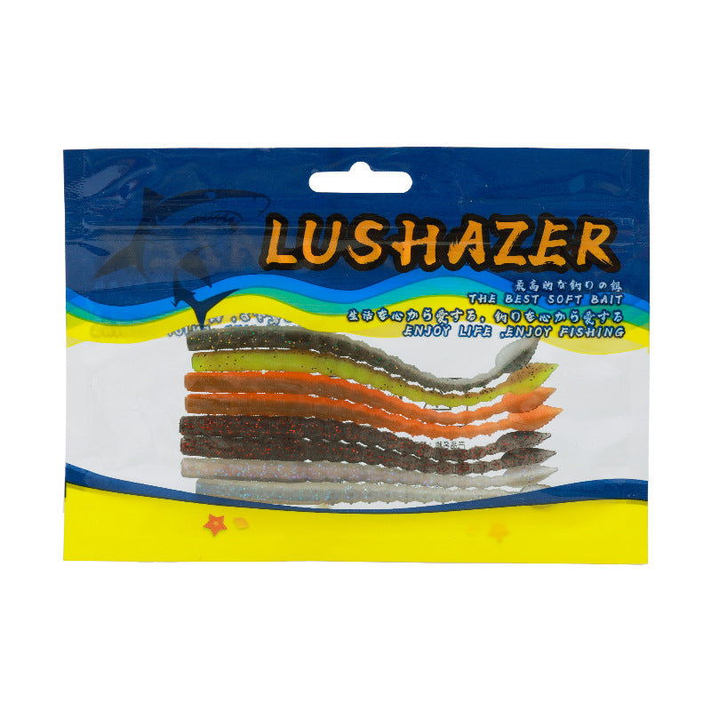 8pcs 12cm Floating Straight-Tail Noodle Worm Soft Lure - Salted & Scented Finesse Bait for Bass & Perch