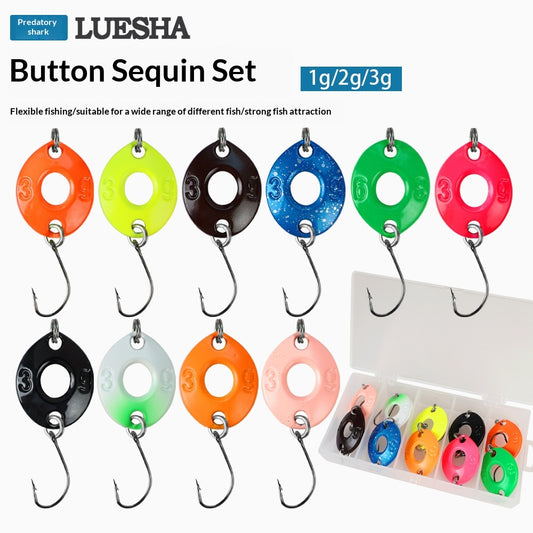 10Pcs Metal Button Spoon Lure Micro Single Hook Long Casting Artificial Bait Freshwater Fishing Tackle for Trout Bass