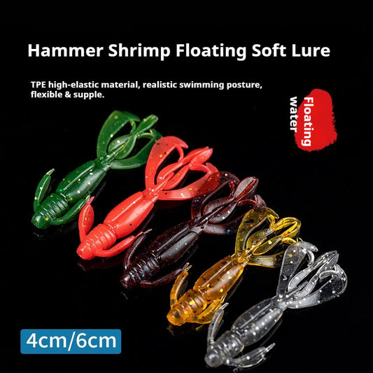 15Pcs Floating Shrimp Soft Lures, Bionic Root Fishing Soft Worm Baits for Bass, Freshwater & Black Pit Fishing