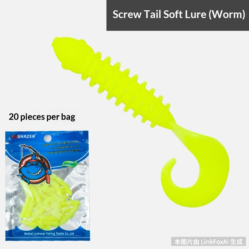 3.5cm Scented Curly Tail Soft Lures 20Pcs Micro Root Fishing Baits for Bass Freshwater & Black Pit Fishing