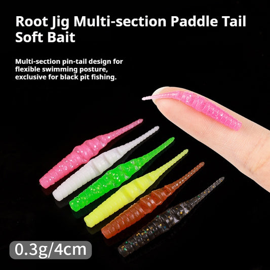 20pcs 4cm Floating Multi-Jointed Pin-Tail Micro Soft Lure - Scented Finesse Bait for Bass & Perch