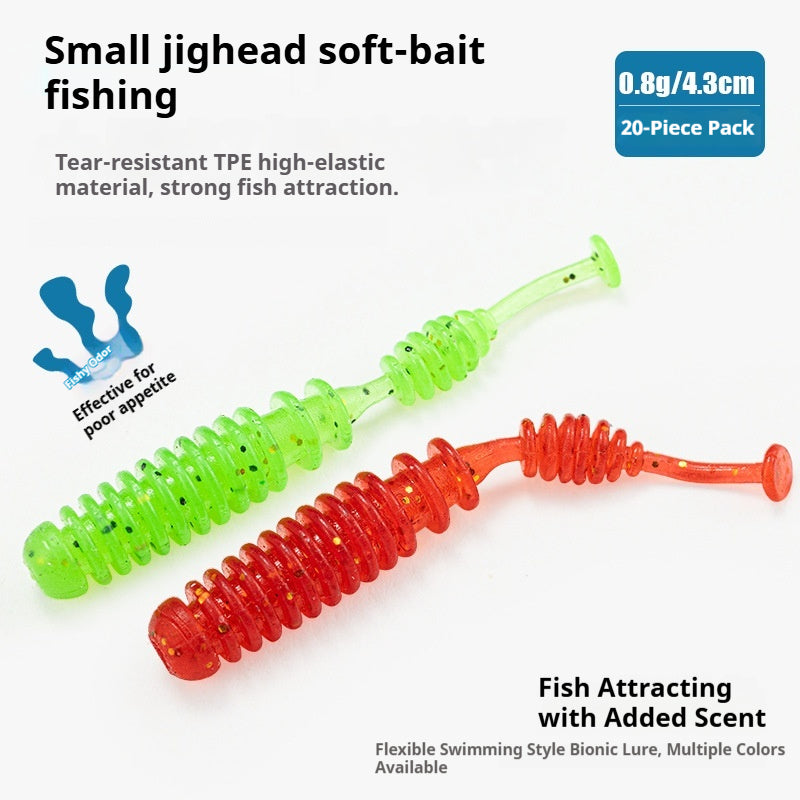 20Pcs Micro Rock Fishing Multi-Segment Needle Tail Soft Lures, Bite-Resistant TPE Soft Baits