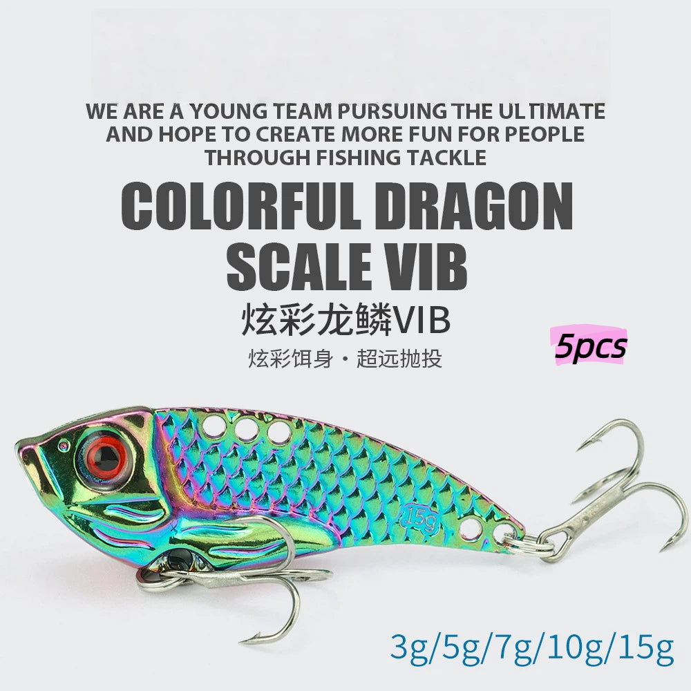 5PCS Metal VIB Fishing Lure 3g-20g Dragon Scale Shining Hard Bait Long Cast Sinking Bait Freshwater Saltwater