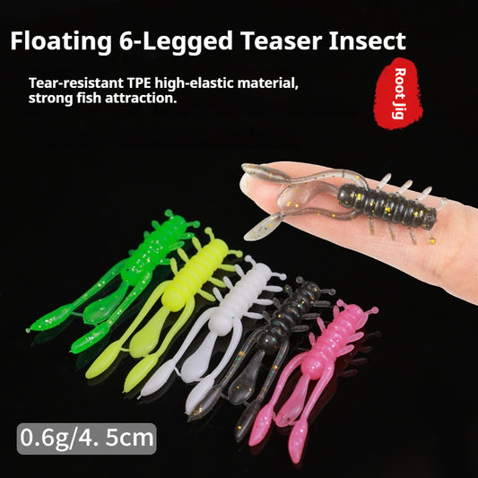 20pcs Six-Leg Creature Soft Lure - Micro Finesse Bait with Jig Head for Bass, Asp & Perch