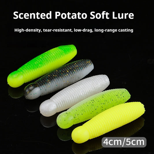 20pcs Salted & Scented Potato Soft Lure - Slow Sinking Finesse Bait for Bass, Perch & Asp