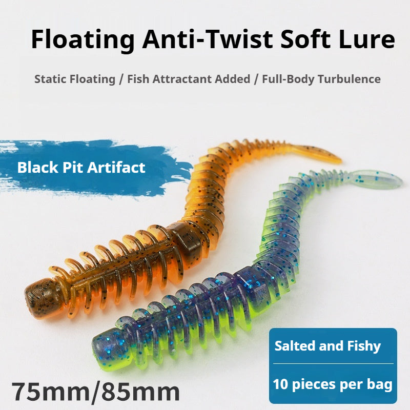 10pcs 7.5cm Floating Salted & Scented Reverse-Thread Pin-Tail Soft Lure - Finesse Swimbait for Bass & Perch