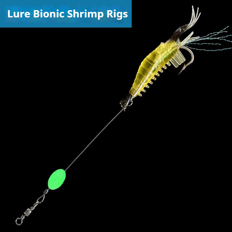 Luminous Pre-Rigged Shrimp Soft Lure, Realistic Bionic Shrimp Bait With Hooks For Freshwater Fishing