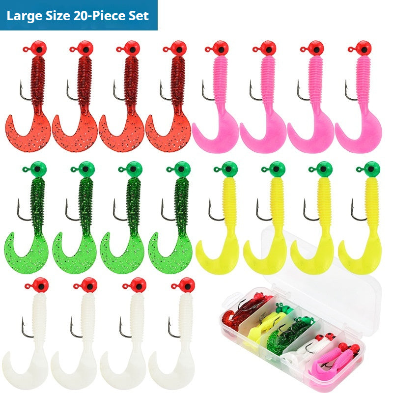 Pre-Rigged Jig Head Soft Lure Set, Reinforced Anti-Snag Soft Worm for Mandarin, Topmouth Culter & White Bait