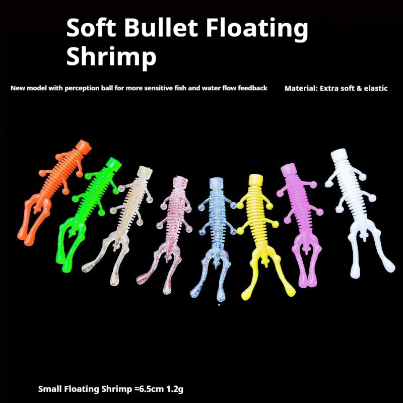 Floating Segmented Shrimp Soft Lures, TPE Bionic Bamboo-Joint Shrimp Bait for Black Pit Fishing (20/40Pcs)
