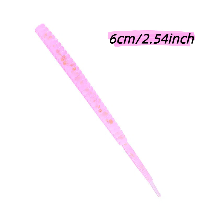 20Pcs Packed Rock Fishing Thread Needle Tail Soft Lures, Worm Bait for Bass & Topmouth Culter