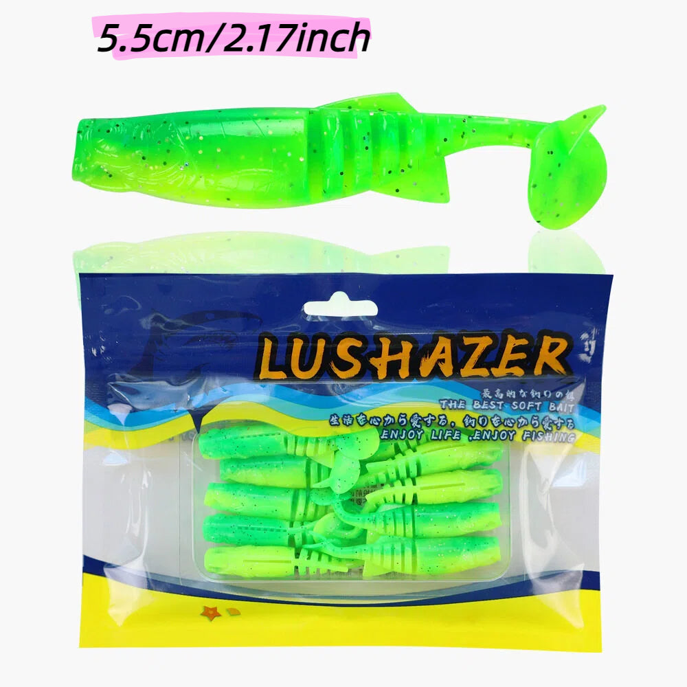 Scent Infused Multi-Segment T-Tail Soft Worm Lures, Fit Jig Head & Offset Hook for Black Pit Fishing